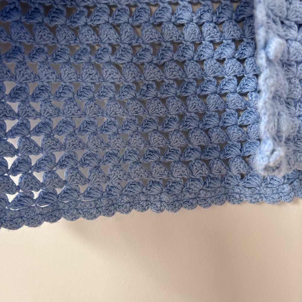 Vintage Casual Corner Baby Blue Crocheted. Coastal. Cottagecore. Y2K.  Festival - Picture 6 of 16